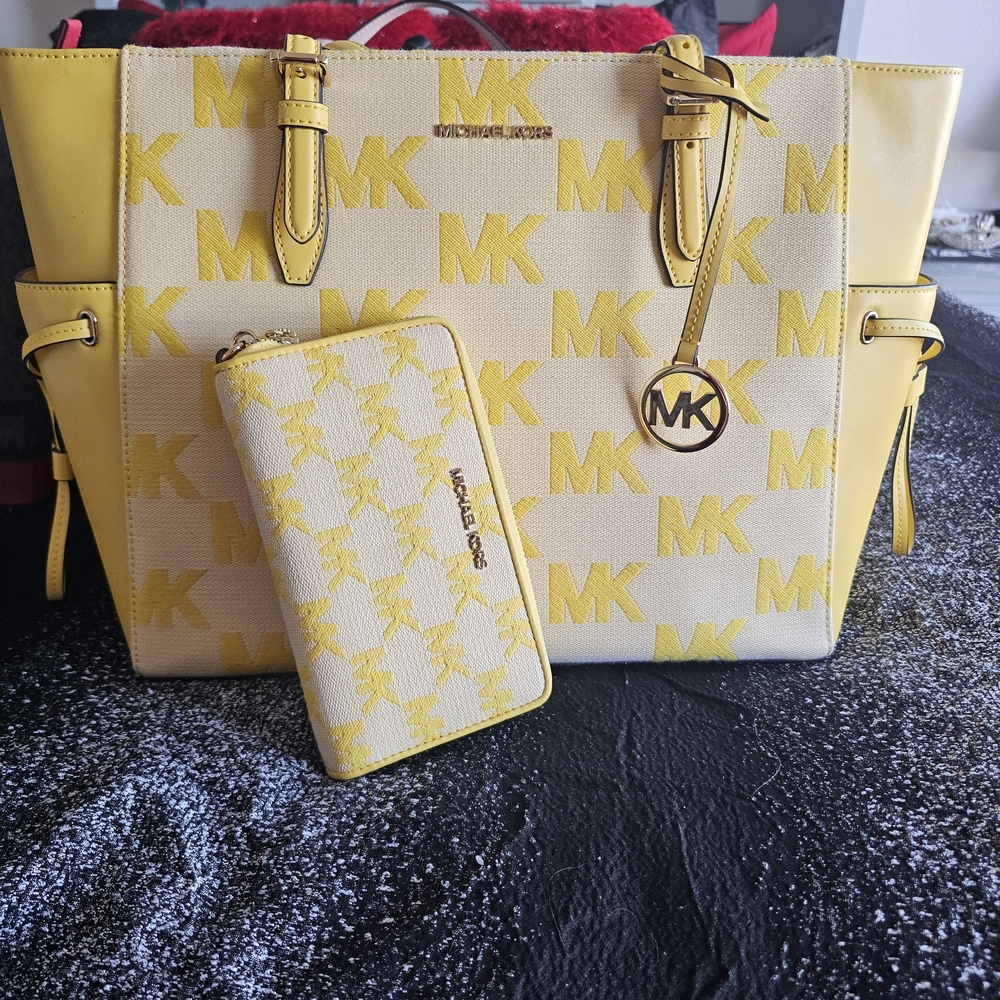 Michael Kors Yellow and Cream Tote Bag Only